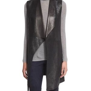 Ellie Tahari Black Lamb Leather Vest (Size L)